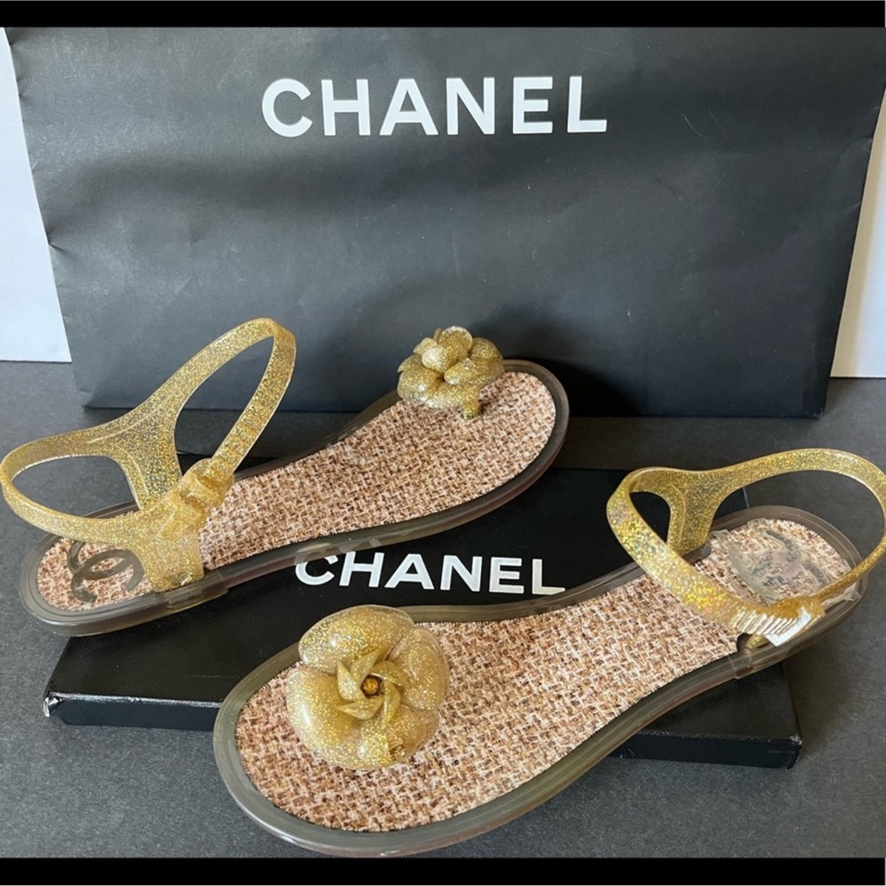 Chanel Glittering Gold Sandals